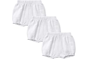 Durio 3 Pairs Baby Bloomers - Soft Diaper Covers for Toddler Girls Boys, Solid Baby Girl Shorts Cute Infant Newborn Underwear