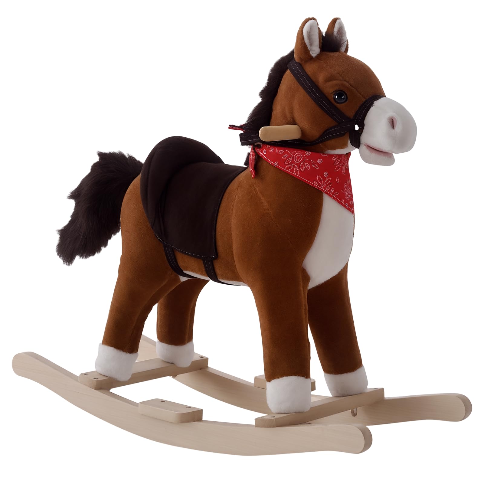 Photo 1 of 
See photos
 *****legs are off**** but attached 


Qaba Kids Ride on Rocking Horse Plush Toy with Realistic Sounds and Red Scarf for Over 3 Years Old Birth Gift