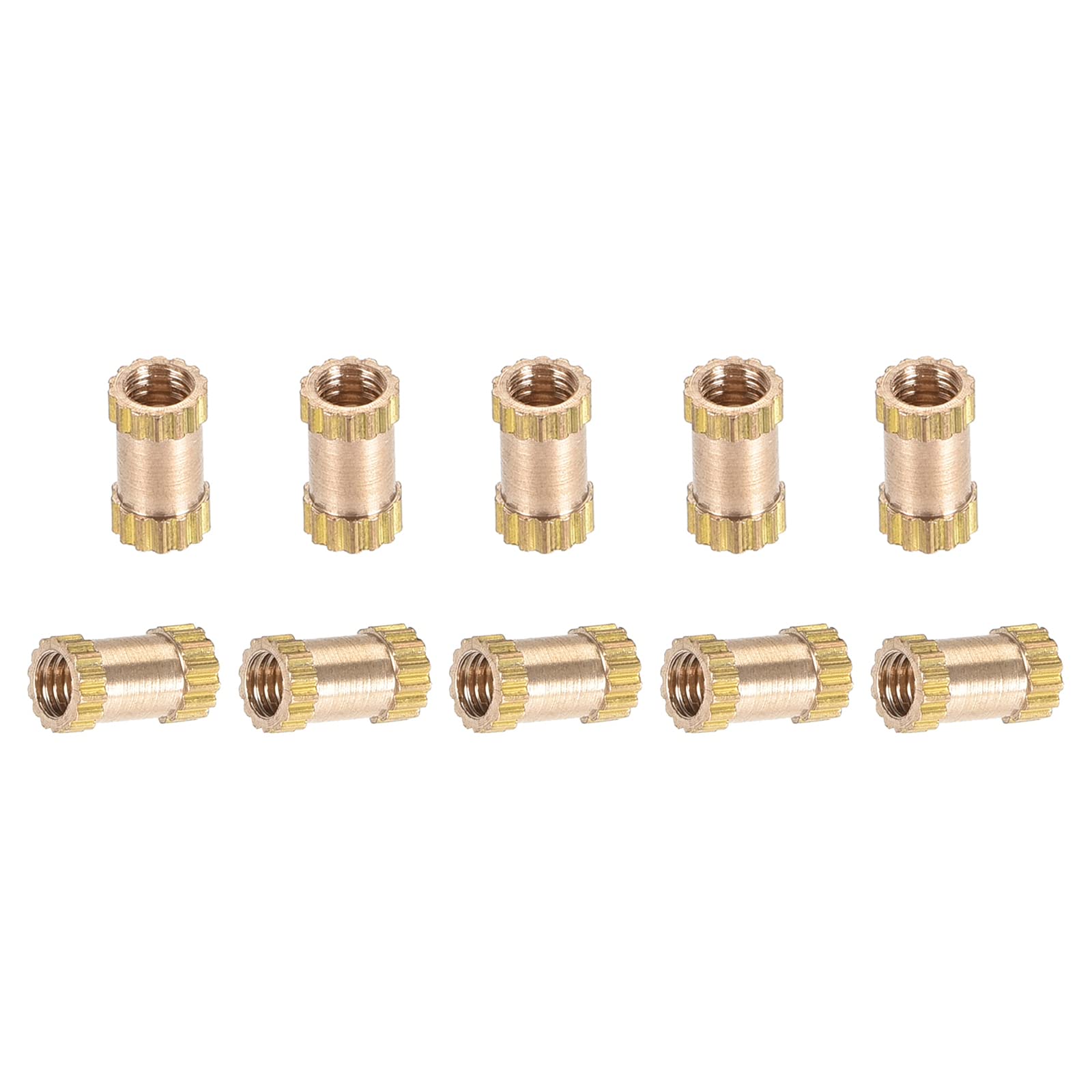 DTGN M2.5x6x3.5mm(IDxLxOD) Knurled Insert Nuts - 100 Pack - Good for Plastic Shells - Brass Female Thread Heat Set Inserts Embedment Nut