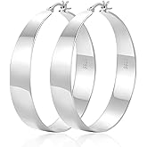 VEEDOFA 10MM Wide Thick Gold Hoop Earrings for Women Hypoallergenic 925 Sterling Silver Large Hoop Lightweight Chunky Hoops Earring for Women Jewelry Gifts