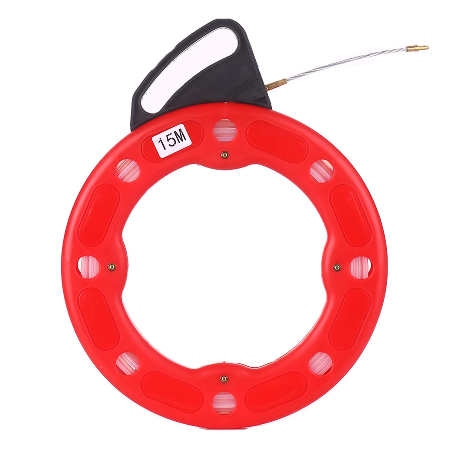 Karlak Wire Puller,15M Fiberglass Fish Tape Reel Puller Conductive Electrical Cable Puller with Impact Case Electric or Communication Wire Puller Use for Drywall Ceiling Under Rug Conduit or Pipe