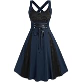 Rosegal Womens Plus Size Sleeveless Gothic Dresses | Sleeveless, Wrap V-Neck, Gothic Vintage 50S, Spaghetti Strap Swing Cocktail Rockabilly, Wedding Party Maxi