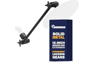 HammerHead Showers® Solid Metal 12-Inch Adjustable Shower Extension Arm – Raises Showerhead Height, Supports up to 10lbs – Ma