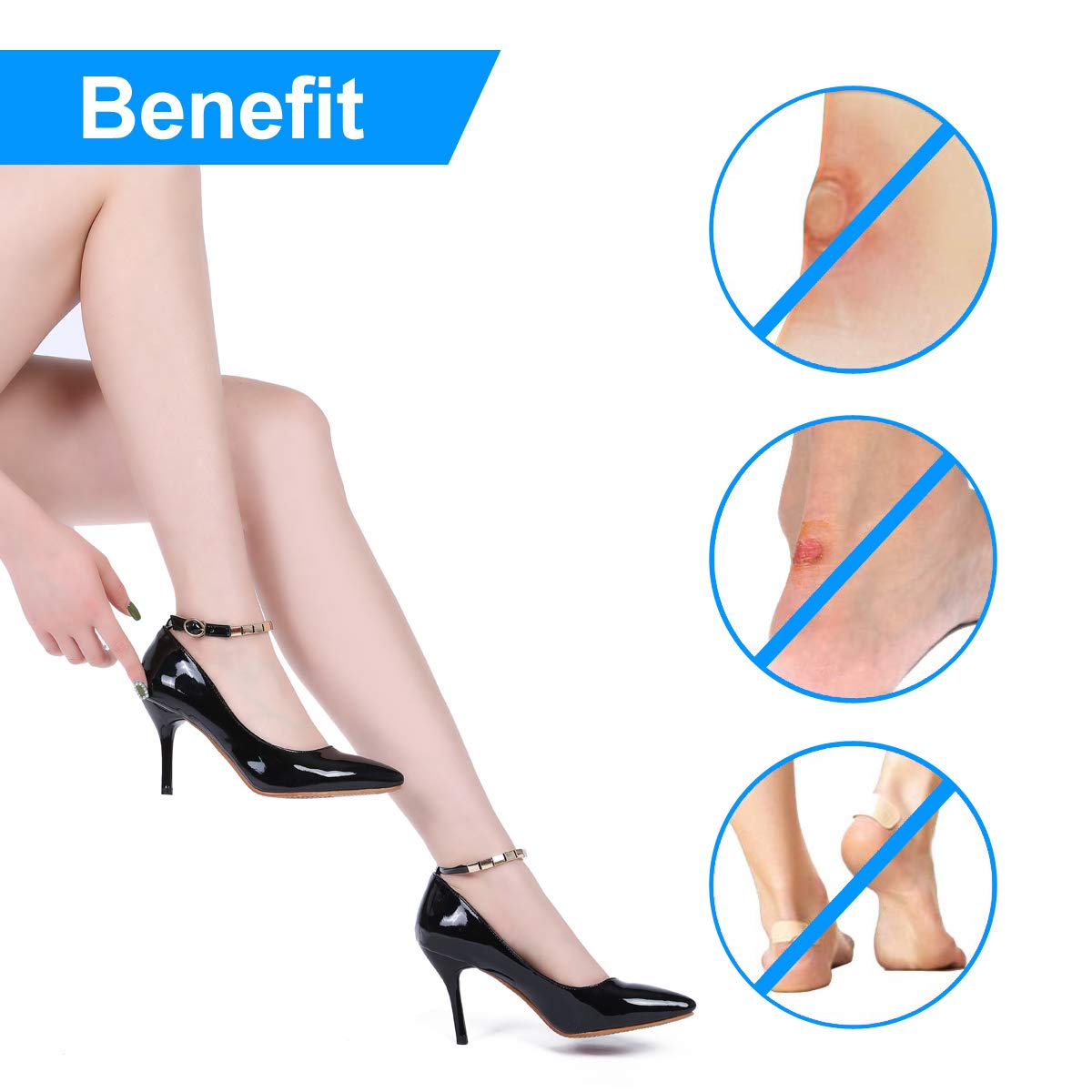 Premium Heel Grips Liner Cushions Inserts (2 Pairs) 4D Heel Pads for Women and Men Loose Shoes, Self-Adhesive Shoe Insoles Foot Care Protector, Prevent Heel Rubbing, Blisters, Slipping Out