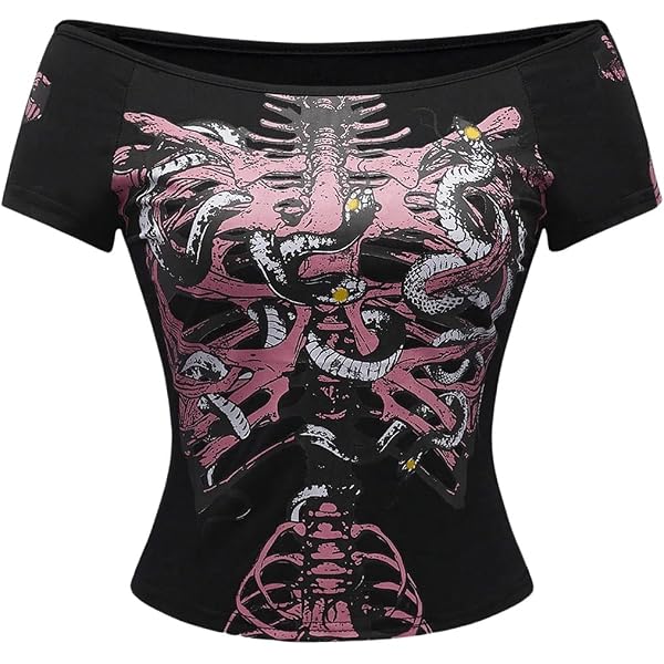 Verdusa Women's Y2K Graphic Crop Top – 90s Vintage Baby Tee, Black, Size X-Large - View #12