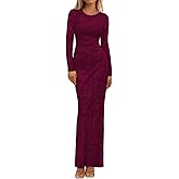 BTFBM Wedding Guest Dresses for Women 2026 Spring Elegant Floral Lace Ruched Long Sleeve Bodycon Cocktail Party Maxi Dress
