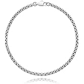 SanThree 3mm Pure Titanium Box Chain Bracelet for Men Women, Ultra Light NO Allergic Square Rolo Link Round Box Chain Bracelets Bracelets Jewelry Birthday Gifts for Father Grandpa Boyfriend, 7.87”