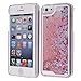 Yerwal iPhone 5 5s SE Case Glitter Heart Bling Dynamic Liquid Quicksand Clear Cover Case For iPhone 5 5G 5s SE-Pink