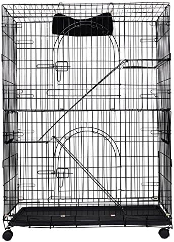 CHOOSEandBUY 2-Tier Cat Playpen Cat Cage Rest Benches Hammock Wire Pet
