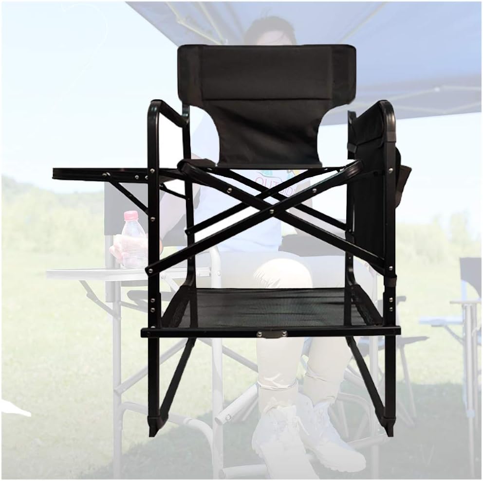 Ywzq Directors Chair Bar Height Foldable Makeup Artist Chair With Side Table Cup Holder Side Storage Bag Footrest Amazon Co Uk Kitchen Home
