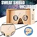Google Cardboard V2 with Straps by D-scope Pro Virtual Reality Compatible with Android Apple Up to 6 Inch Easy Setup Machine Cut Quality Construction 37mm Lenses HD Visual Experience Includes QR Codes