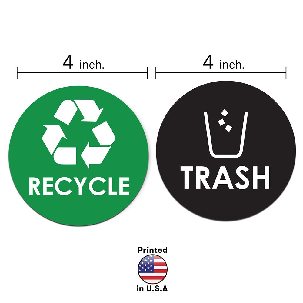Recycle Trash Bin Logo Sticker 4" x 4" Organize Coordinate Garbage