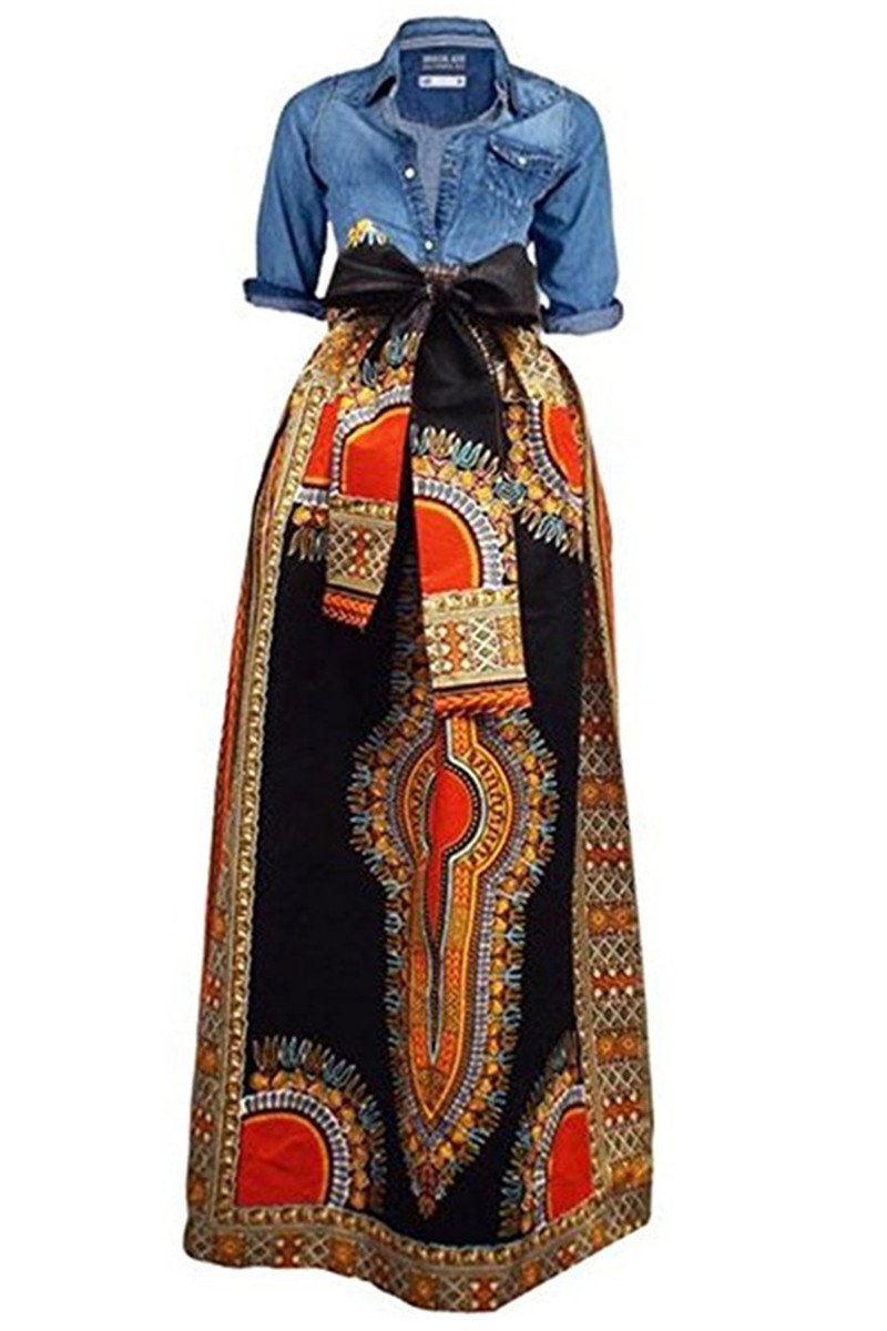african print ball gown