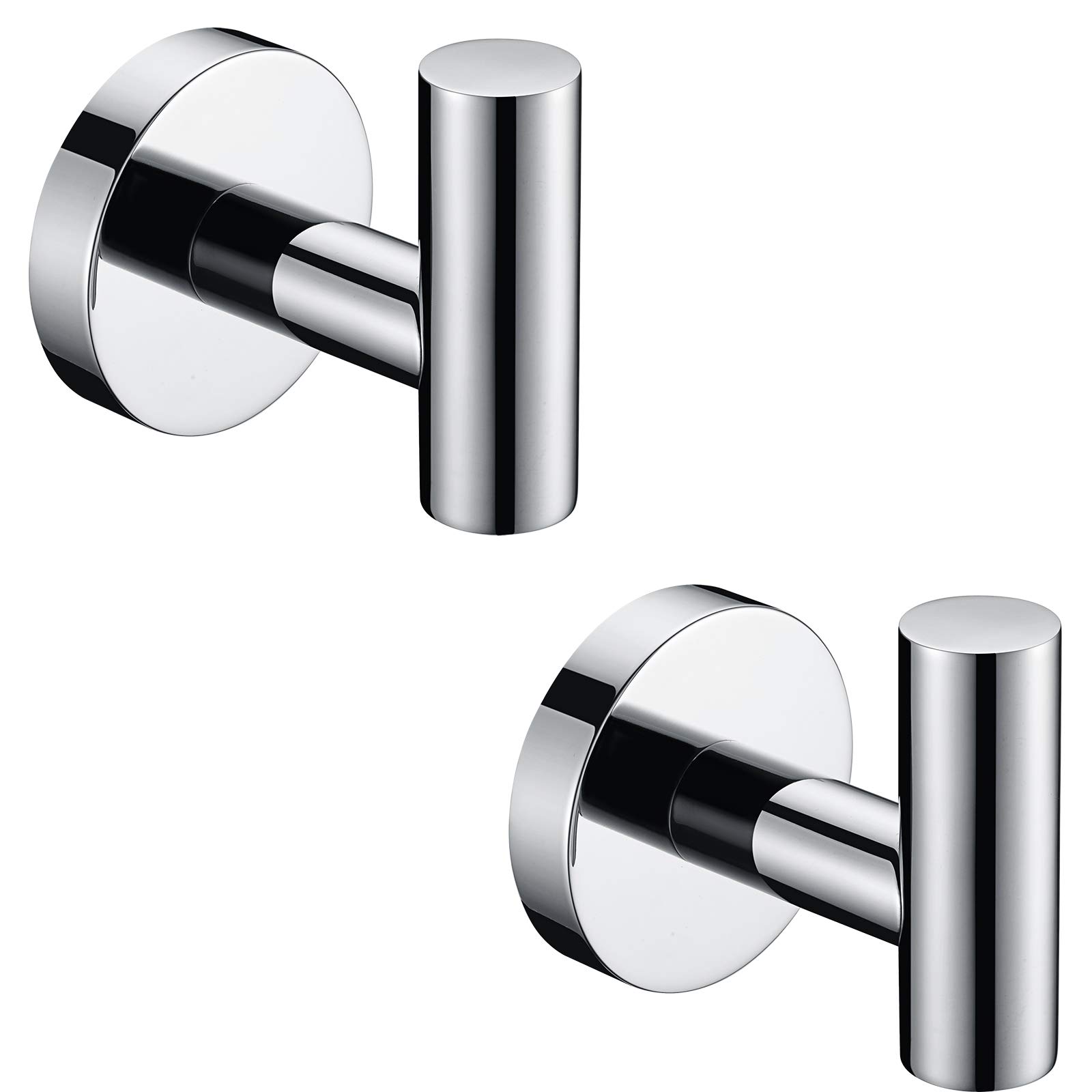 Nolimas Towel Coat Hook Polished Chrome SUS304 Stainless Steel Bathroom Clothes Cabinet Closet Sponges Robe Hook Wall Mounted Round Kitchen Heavy Duty Door Hanger 2 Packs