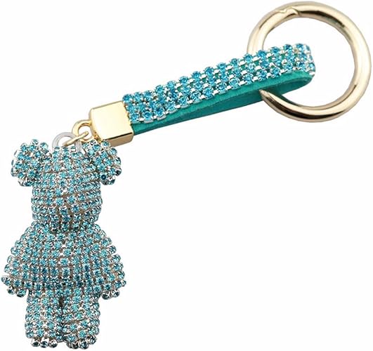 Amazon F Zh くま キーホルダー ラインストーン キラキラ バッグチャーム かわいい アクセサリー ブルー F Zh キーホルダー チェーン