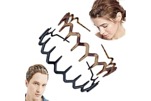 Vrose Flosi Fashion Wide Zig Zag Headbands for Women and Men - Plastic Wavy Hair Band with Teeth Comb - Classic 90s Hair Accessories for Face Washing Skin Care Makeup Hair Holder Everyday Use