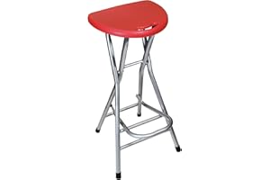 HM&DX Folding Stools for Adults Portable, 28 inch Collapsible Stool Heavy Duty, Indoor Tall Bar stools with Handle, Plastic Counter Barstool Chair for Kitchen Outdoor Travel-Red H72xW31cm(28x12inch)