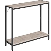 MAHANCRIS 30" Narrow Console Table, 2-Tier Small Entryway Table with Shelf | 9.4"D Thin Sofa Table with Shelves, Behind Couch Table for Living Room, Hallway, Foyer, Greige and Black CTHG27601