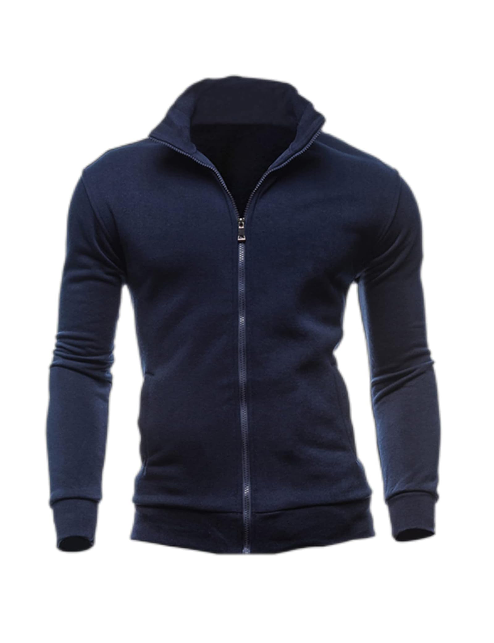 Photo 1 of congluoki Sweaters for Men Cardigan Sweatshirt Hoodless Fleece Zip Up Jacket High Neck Lightweight Sueter Para Hombres Navy M