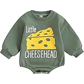 Amiblvowa Baby Boy Girl Football Outfit Game Day Jumpsuit Infant Bubble Football Sweatshirt Romper Bodysuit Fall Clothes