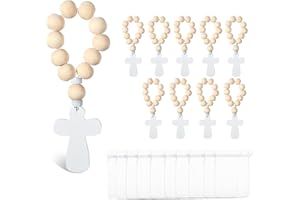 Fokmuaex 10 Sets Wooden Rosary Beads Catholic Rosary with Crucifix Pendant for Baptism, First Communion, Prayer - Bulk Religi