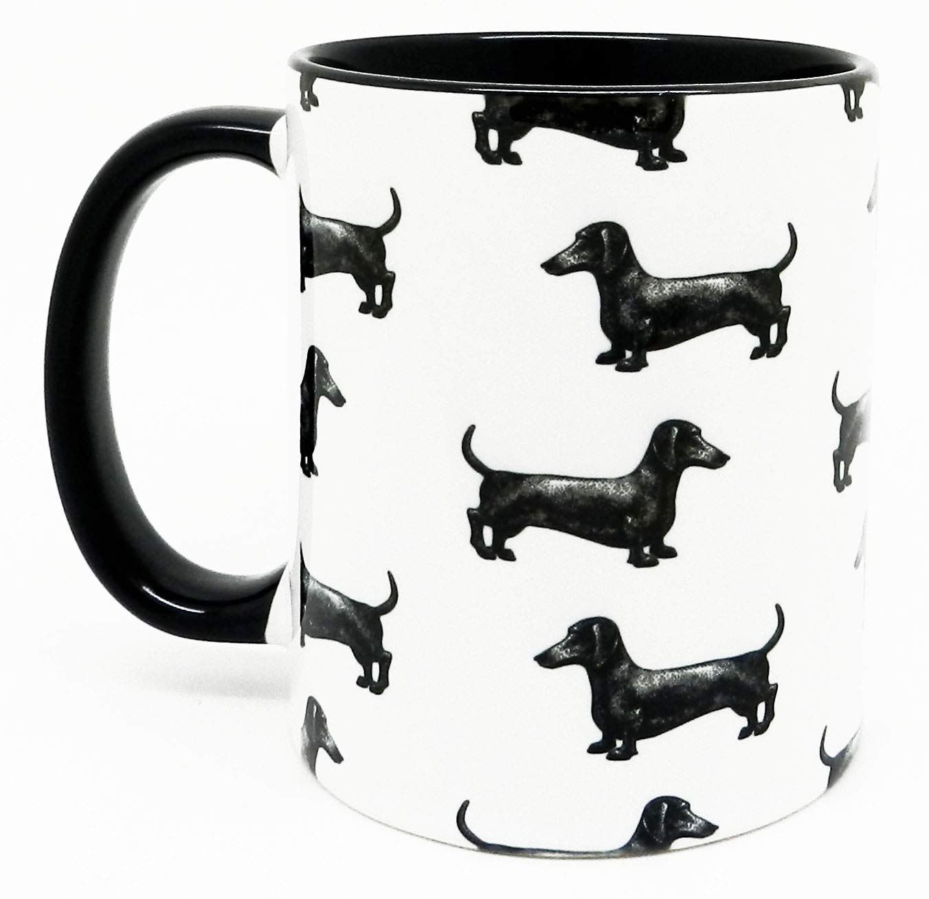 Half a Donkey Sausage Dog (Dachshund) Mug with Glazed Black Inner and Black Handle