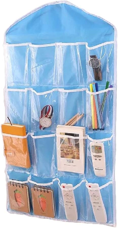 Amazon Snnc 19新品 下着収納 ウォールポケット 吊り下げ収納 壁式掛け 透明 大容量 ポケット16個 73 40センチ 省スペース ソックス パンツ ネクタイ ブラジャー収納 ブルー ウォールポケット オンライン通販