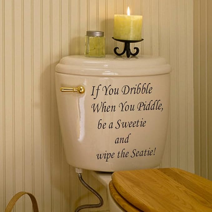 ELENXS Home Toilet Seat Bathroom Quote Words Wall Art Decal Sticker If