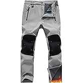 TBMPOY Mens Snow Ski Pants Waterproof Fleece Lined Winter Insulated Softshell Outdoor Snowboard Skiing Zipper Bottom Leg