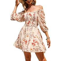 EXLURA Women's Lantern Sleeve Tie Back 