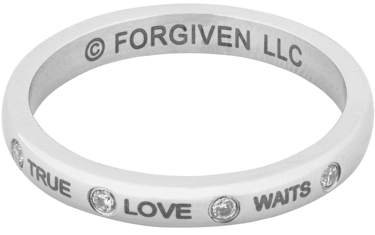 Christian Women's Stainless Steel 3mm Abstinence Crystal