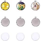 LANBEIDE Silver Pendant Trays for Jewelry Making Kits, 40 Pieces Stainless Steel Round Bezel with 40 Pcs Clear Cabochon Dome 25mm / 1 Inch Diameter (Total 80 Pcs)