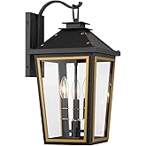 Crystorama Hawkins 3 Light Matte Black + Textured Gold Outdoor Sconce
