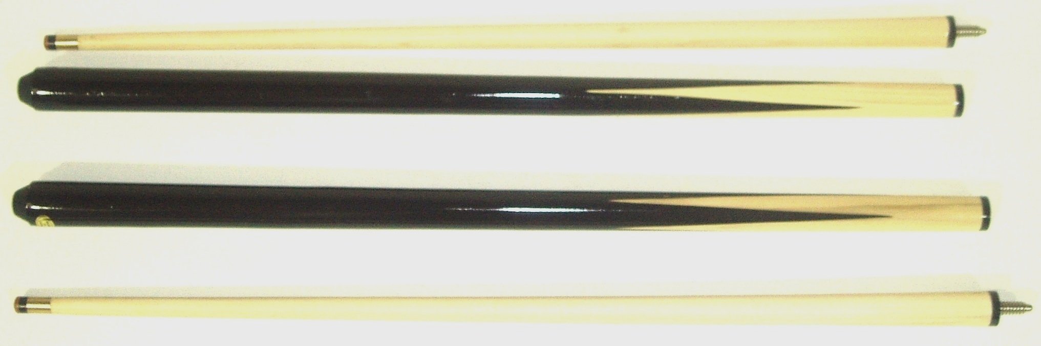 2 PIECE 2 x POOL 48" CUES. IDEAL FOR SMALL SPACES + 4 FREE TIPS**