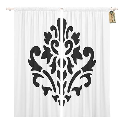 Amazon Com Golee Window Curtain Fleur De Lis Symbol Black