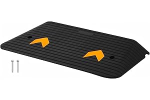 KOKEBREN 4" Rise Doorway Rubber Threshold Ramp, 33000LBS Capacity Heavy Duty Door Ramp with Non-Slip Textured Surface, Portable Driveway Curb Ramp for Wheelchair and Scooter