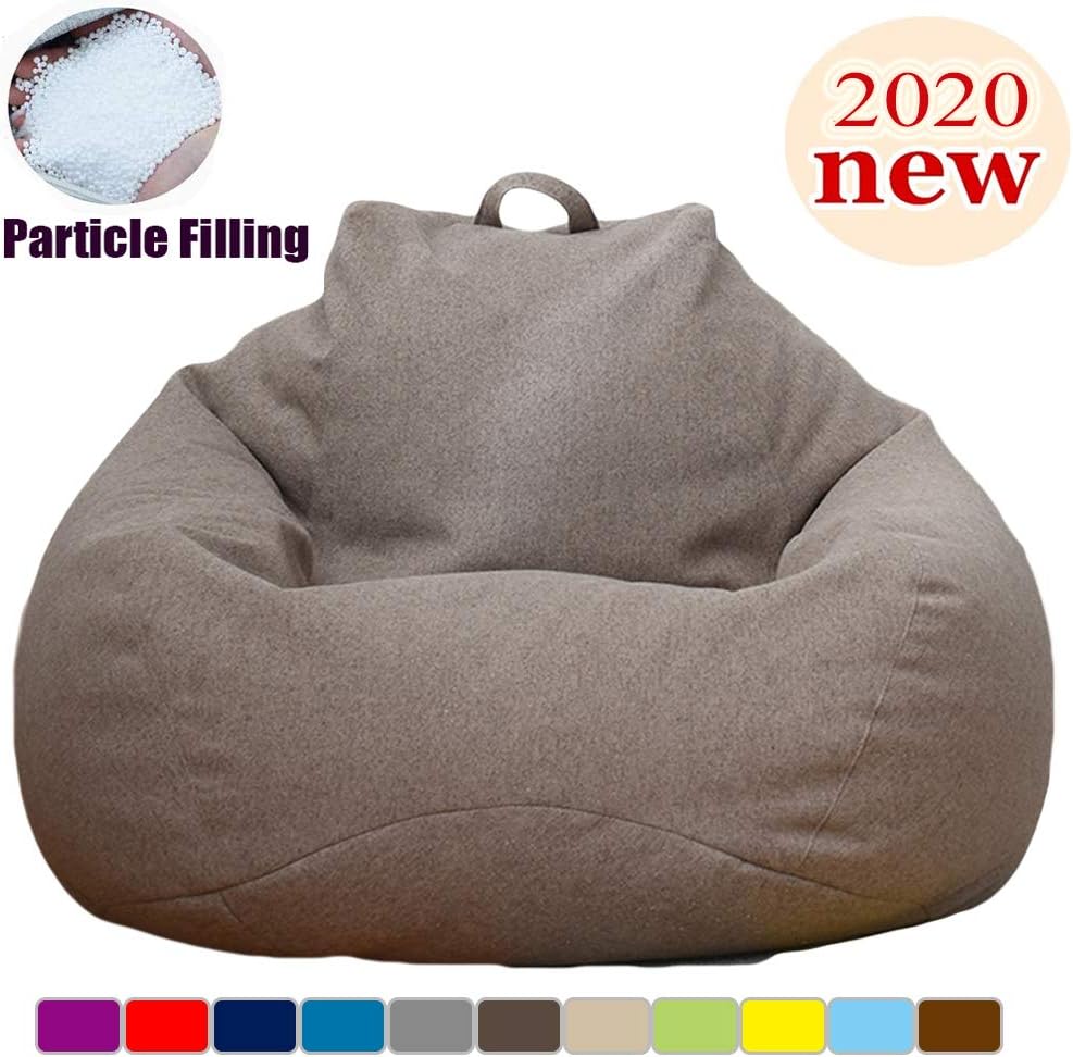 Extra Soft Bean BagChair,Memory Foam BeanBag Seat Chair with Natural Removable Cotton Linen Fabric Particle Filling Lazy Sofa Furniture Couch Tatami for Adult Kids
