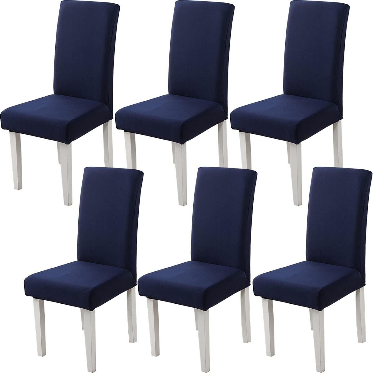 HZDHCLH Chair Covers Slipcovers 4/6 PCs Stretch Removable Washable Short Dining Chair Protector Cover Seat for Hotel,Dining Room,Ceremony（Navy blue,6 PCS）