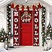 Christmas Banner Holly Jolly Banner Decorations Outdoor Indoor, Holly Jolly and Joy Porch Sign, Christmas Buffalo Check Banner for Home Wall Decorations
