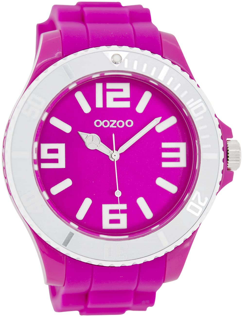 Oozoo Men's Watch with Silicone Strap Bicolour Two-Tone 48 mm Diameter in Various Variations, C5818 - Pink / White