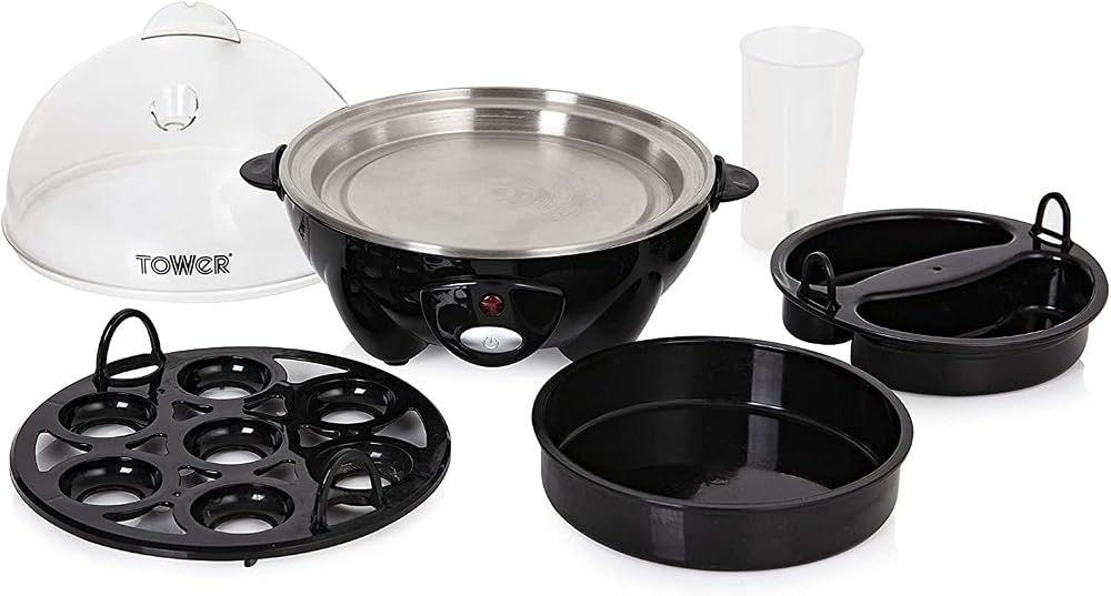 Tower T19023 Multi-Function Egg Cooker 360W with Poaching & Omelette Tray
