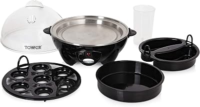 Tower T19023 Multi-Function Egg Cooker 360W with Poaching & Omelette Tray