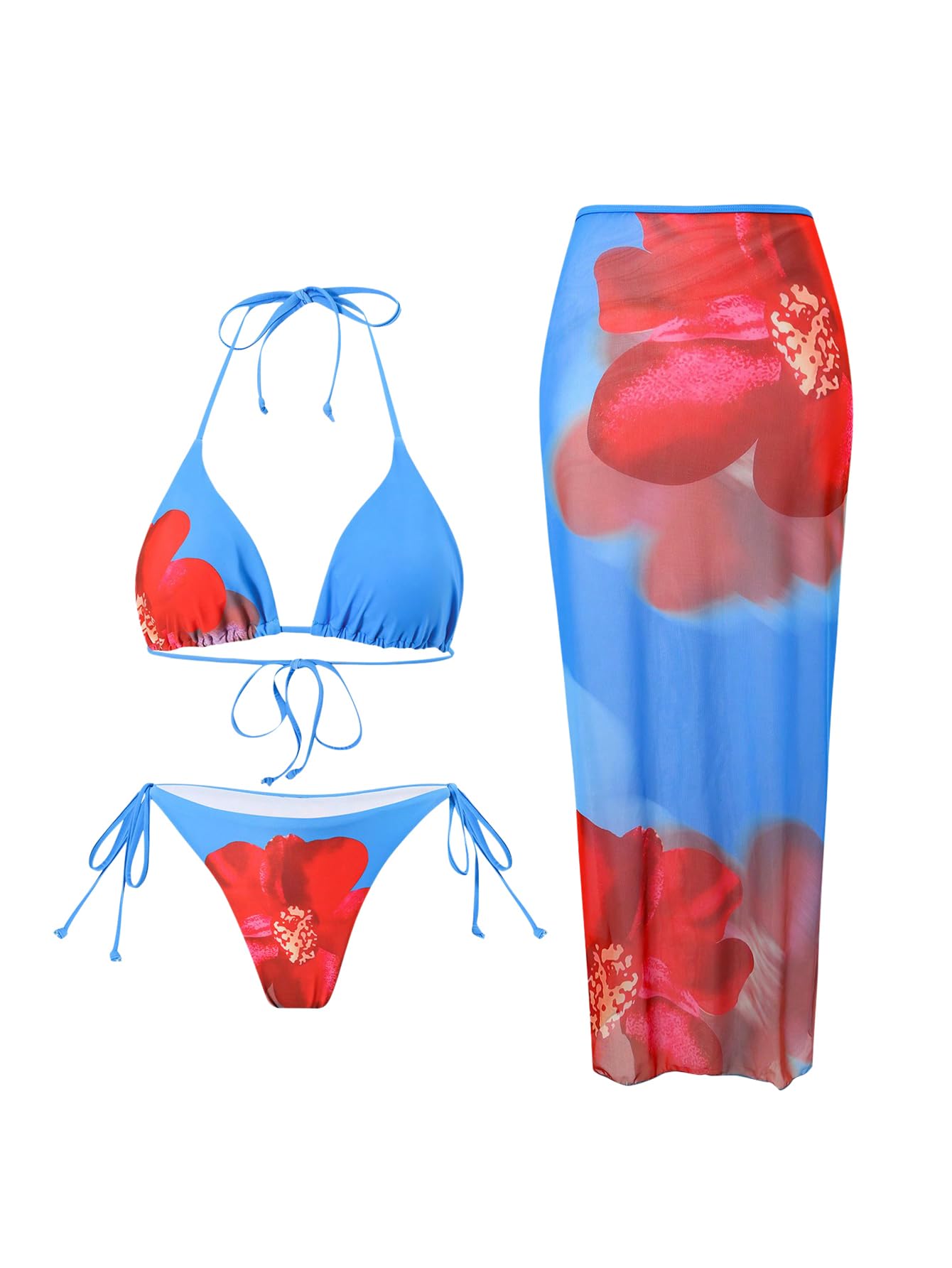 GORGLITTER Set bikini da donna con allacciatura al collo, bikini a