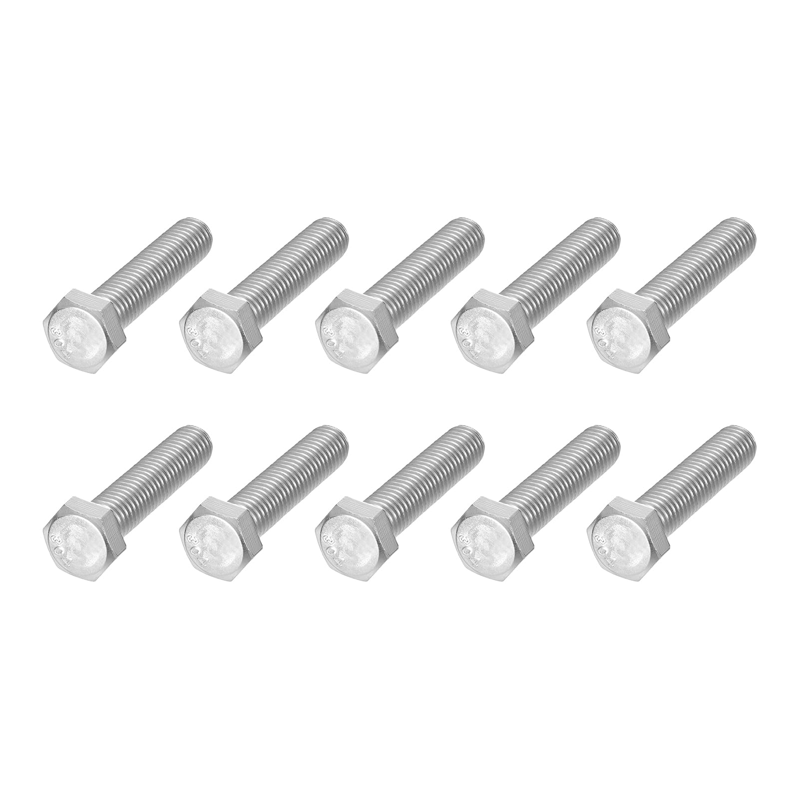 METALLIXITY Hex Head Bolts (5/8-11 x 4") 10Pcs, 304 Stainless Steel 18-8, Fully Threaded, External Hex Drive, Plain Finish, Hex Head Screw Bolt, Silver