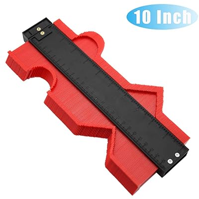 Plastic Contour Gauge,Profile Contour Gauge Duplicator 10 Inch Shape Contour Duplicator Copy Gauge Plastic Woodworking for Precise Measurement and Easy Cutting,Red
