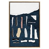 SIGNWIN Framed Canvas Print Wall Art Thin White, Brown and Black Shapes Abstract Texture Illustrations Impressionism Contemporary for Living Room, Bedroom, Office - 16