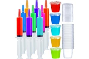 THINKPRICE 100 Pack Jello Shot Syringes with Caps, Jello shots Cups with Lids Set Drink Containers Suringes Shooters for Jello Shot,Halloween,Bachelorette Parties,Nurses,Graduation Party