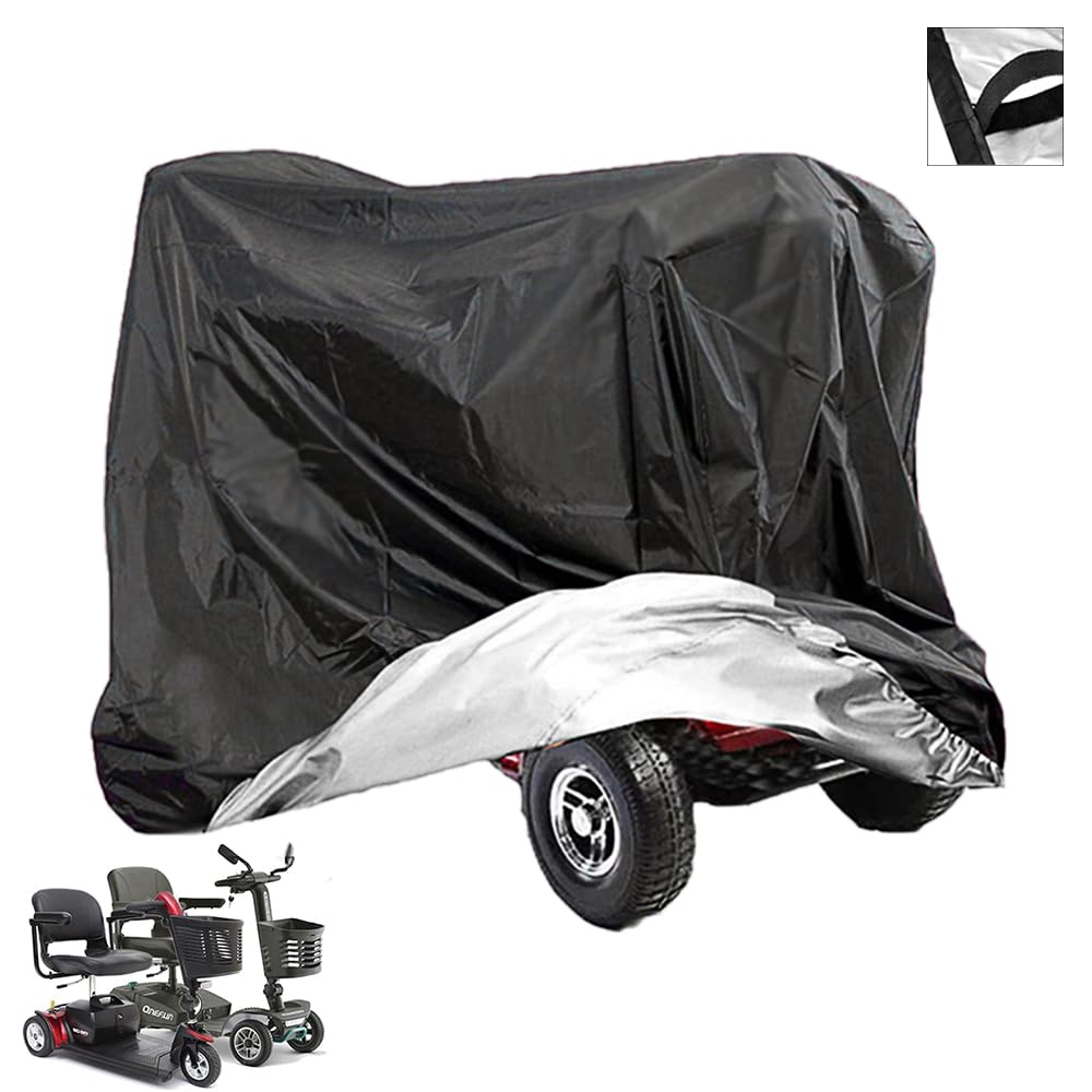 Mobility Scooter Cover with Storage Bag,210D Heavy Duty Oxford Waterproof Wheelchair Storage Protective Cover,Outdoor Rain Cover with Elastic Band for Most Mobility Scooter(170×61×117cm)