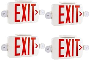 Gruenlich LED Exit Sign Combo with Emergency Lights, Adjustable Heads and Double Sided, Battery Backup, UL 924 Qualified, AC 120-277V, Commercial Emergency Exit Light for Business- 4 Pack
