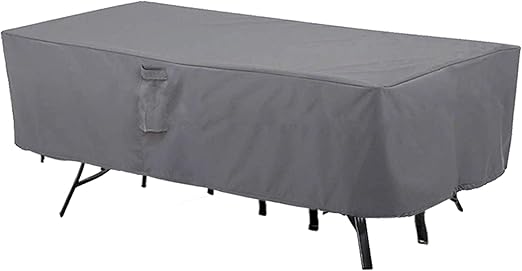 Amazon Com Mh M H Patio Furniture Covers Outdoor Furniture Covers Waterproof With Handles And Durable Hem Cord Fit Large Rectangular Oval Table And Chairs 600d Uv Resistant Fabric 90 X 60 X 24 Taupe Kitchen